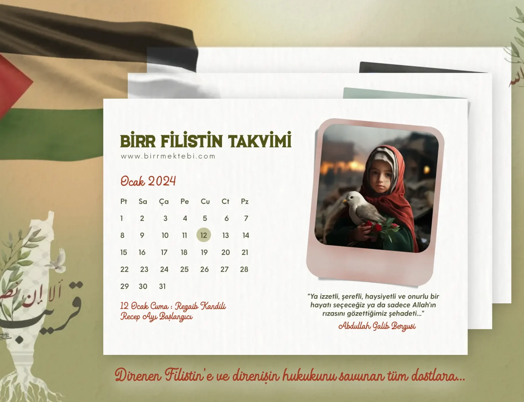 2024 Birr Filistin Takvimi (Ücretsiz PDF)