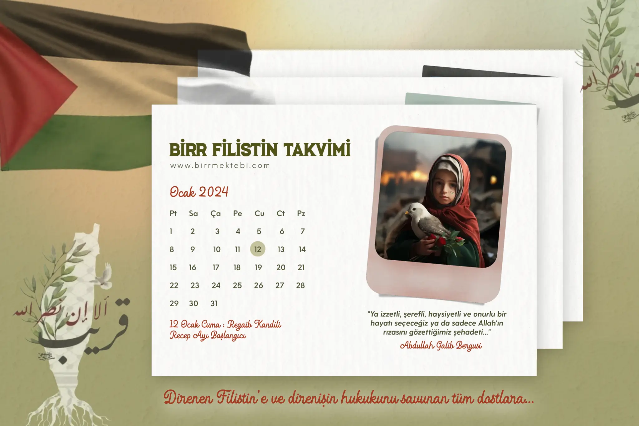 2024 Birr Filistin Takvimi (Ücretsiz PDF)