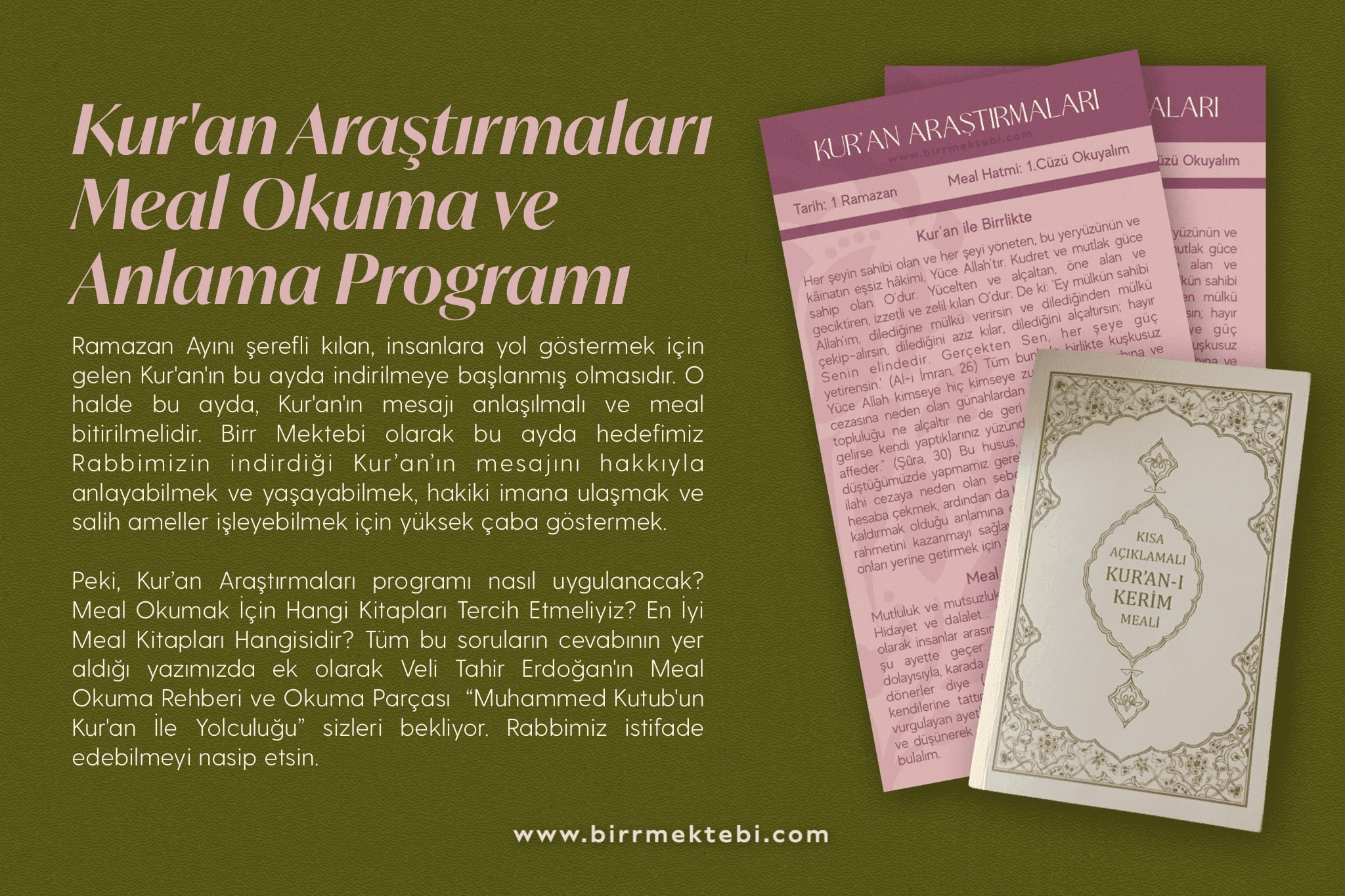 Kur’an Araştırmaları Meal Okuma ve Anlama Programı